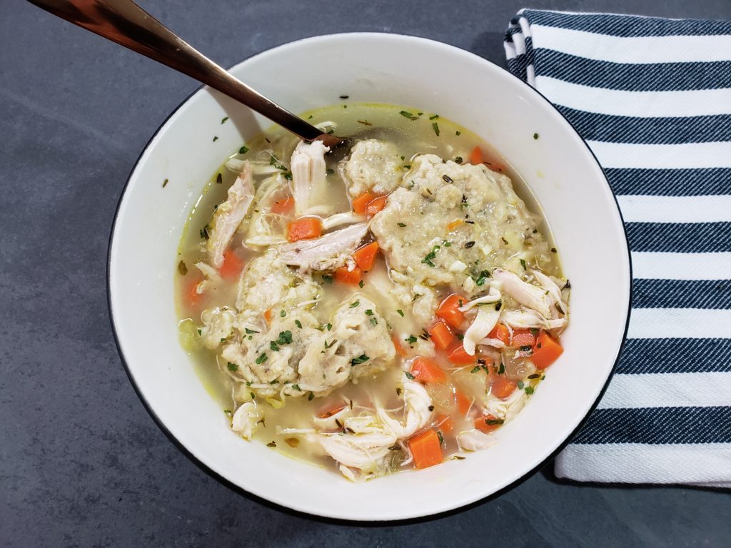 Healthy Chicken and Dumplings Soup - Noshing to Talk About