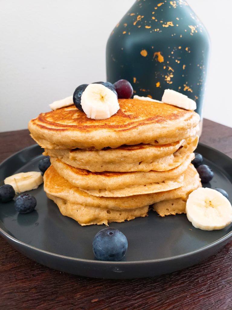 Blueberry Banana Buttermilk Pancakes - Noshing to Talk About