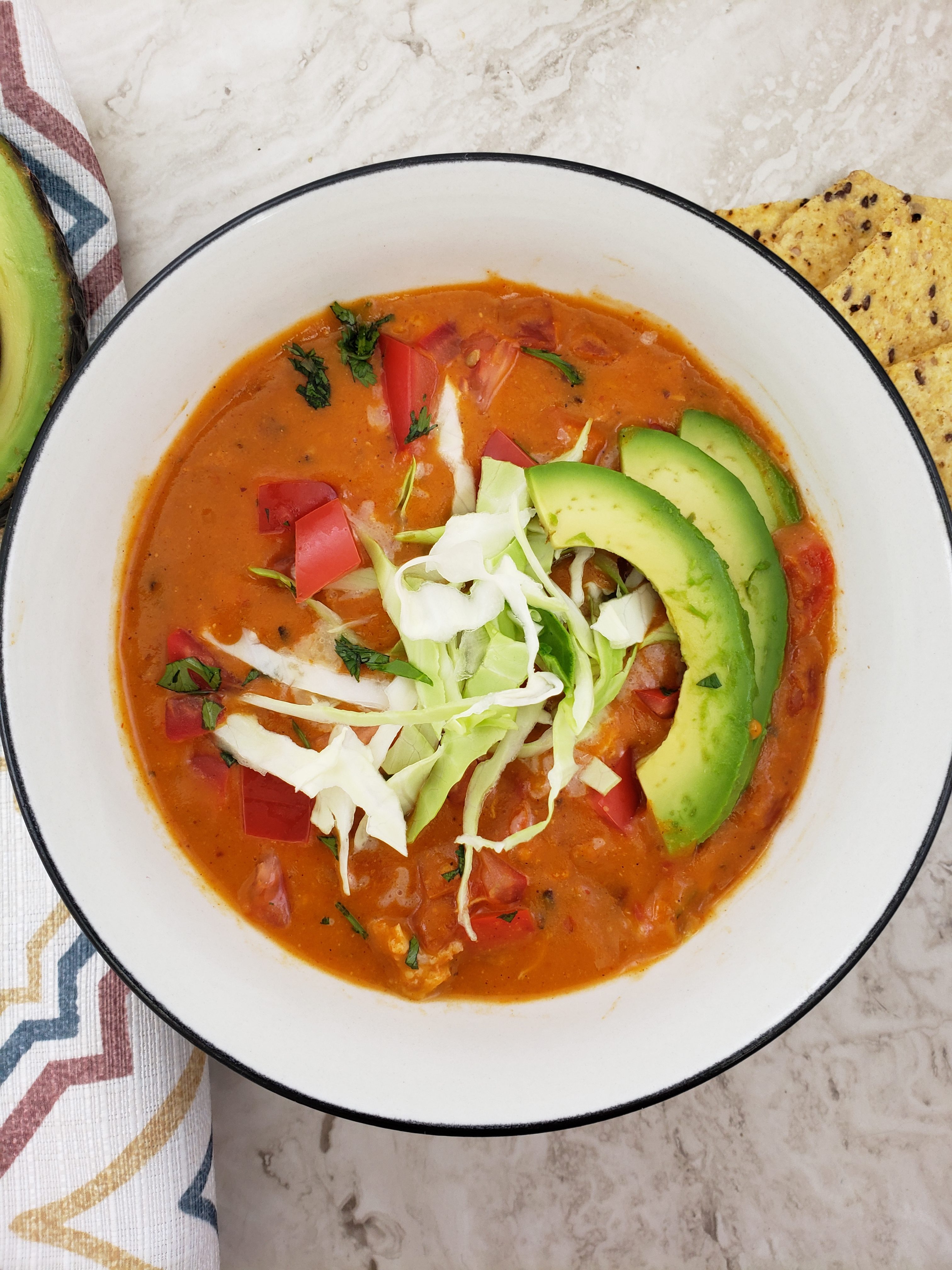 Instant Pot Chicken Enchilada Soup - Noshing to Talk About