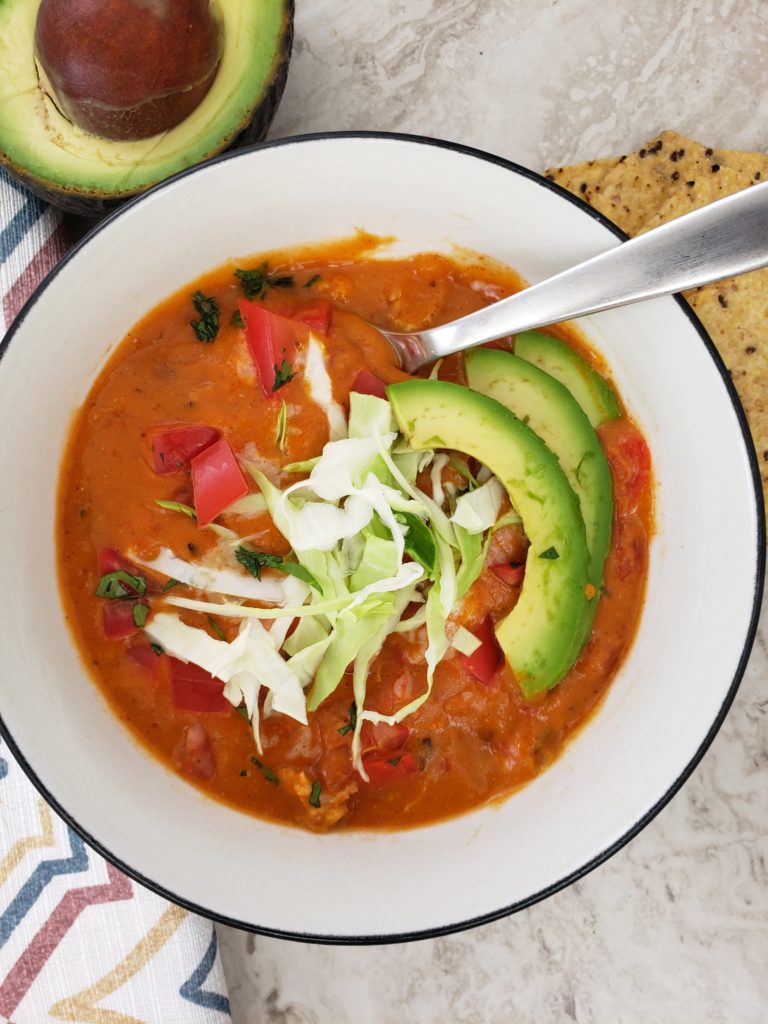 Instant Pot Chicken Enchilada Soup - Noshing to Talk About